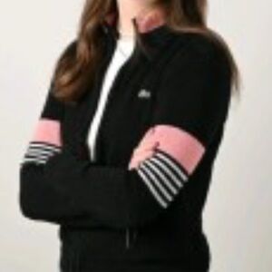 Lacoste Black Jacket with Pink and White Accents